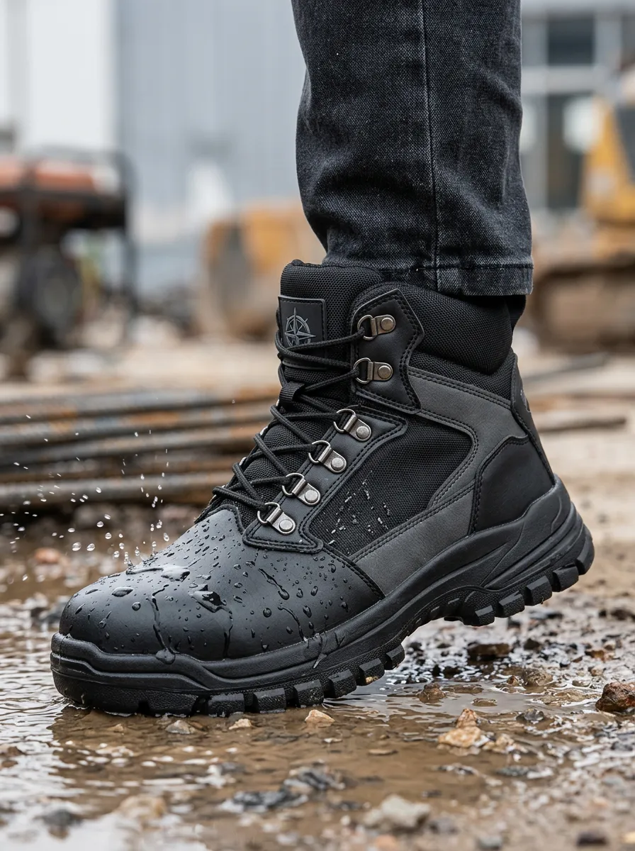 Men's Waterproof Compass Graphic Tactical Work Boots