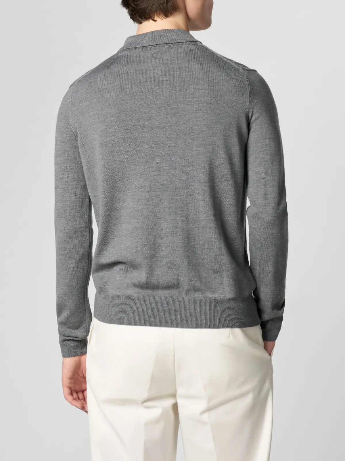 Extrafine Merino Merino Wool Zip Front Ribbed Slim Fit Detail Polo Shirt