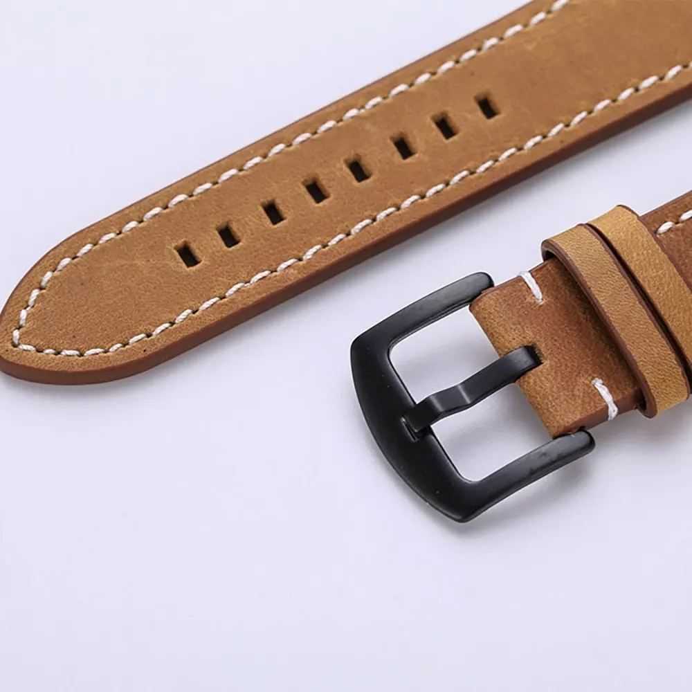 Leather Watch Band Replacement Strap with Silver Buckle Multi Colors