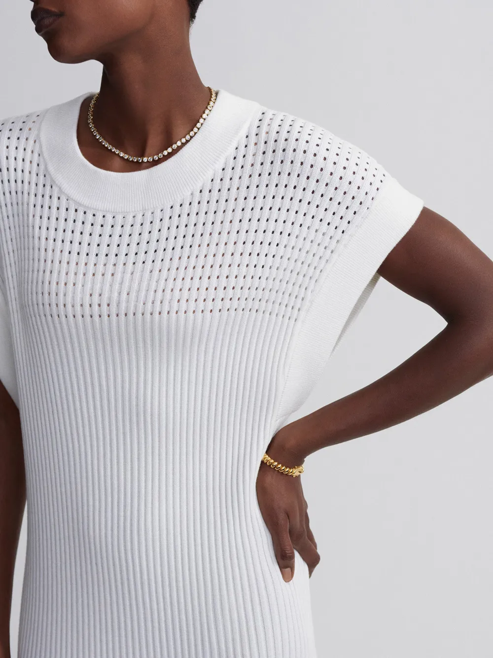 Wihte Tank Knit Midi Dress
