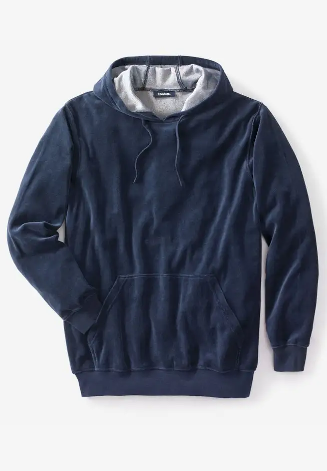 Velour Long-Sleeve Pullover Hoodie