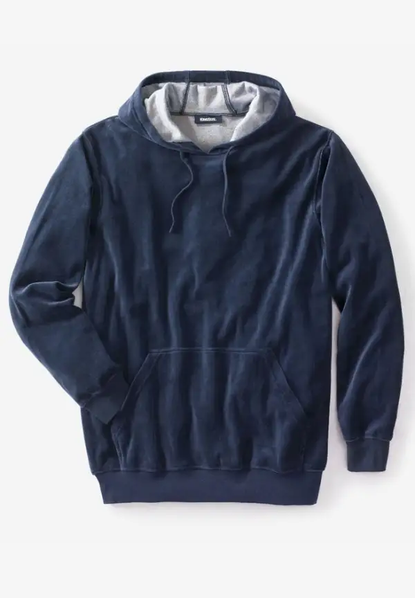 Velour Long-Sleeve Pullover Hoodie