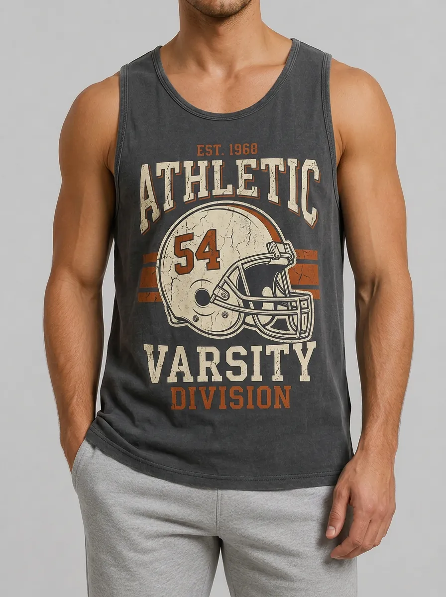 Men's Football Varsity 54 Athletic Helmet Printed Tank Top