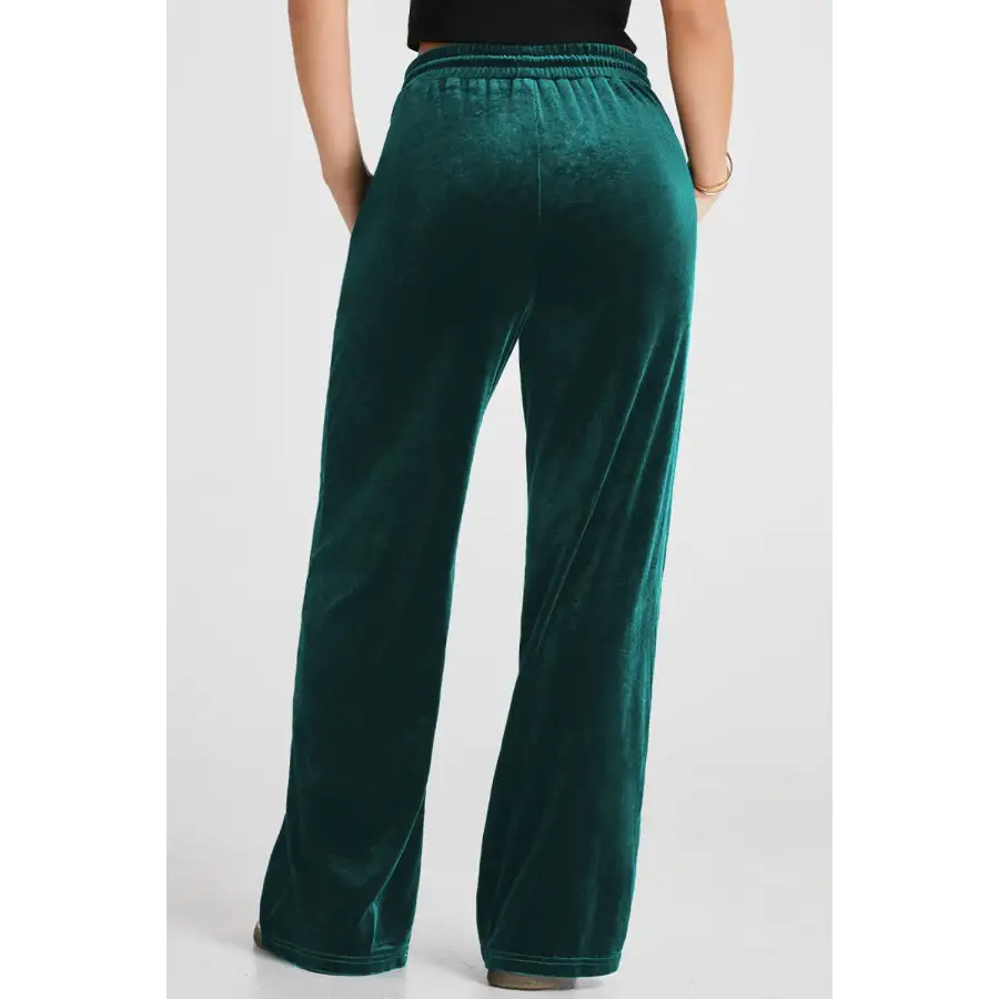 Drawstring Waist Wide Leg Active Pants