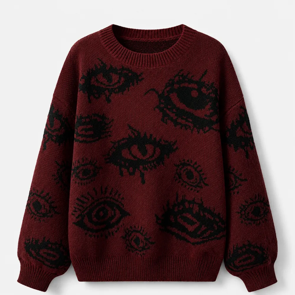 ’s Abstract Eye Knit Sweate
