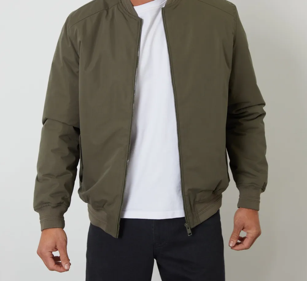 Khaki Green Padded Bomber Jacket