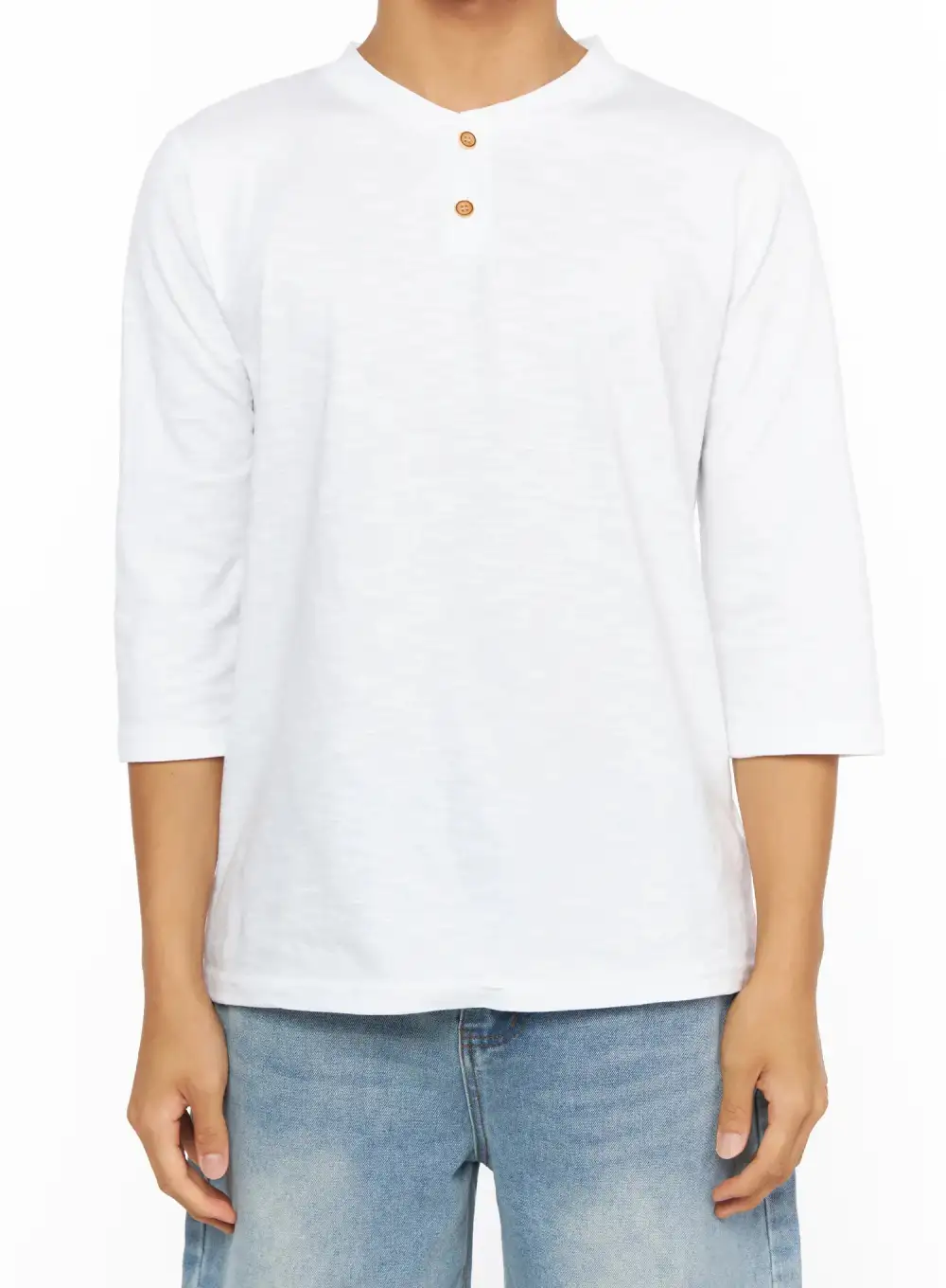 Men's Henley Three-Quarter Sleeve T-Shirt