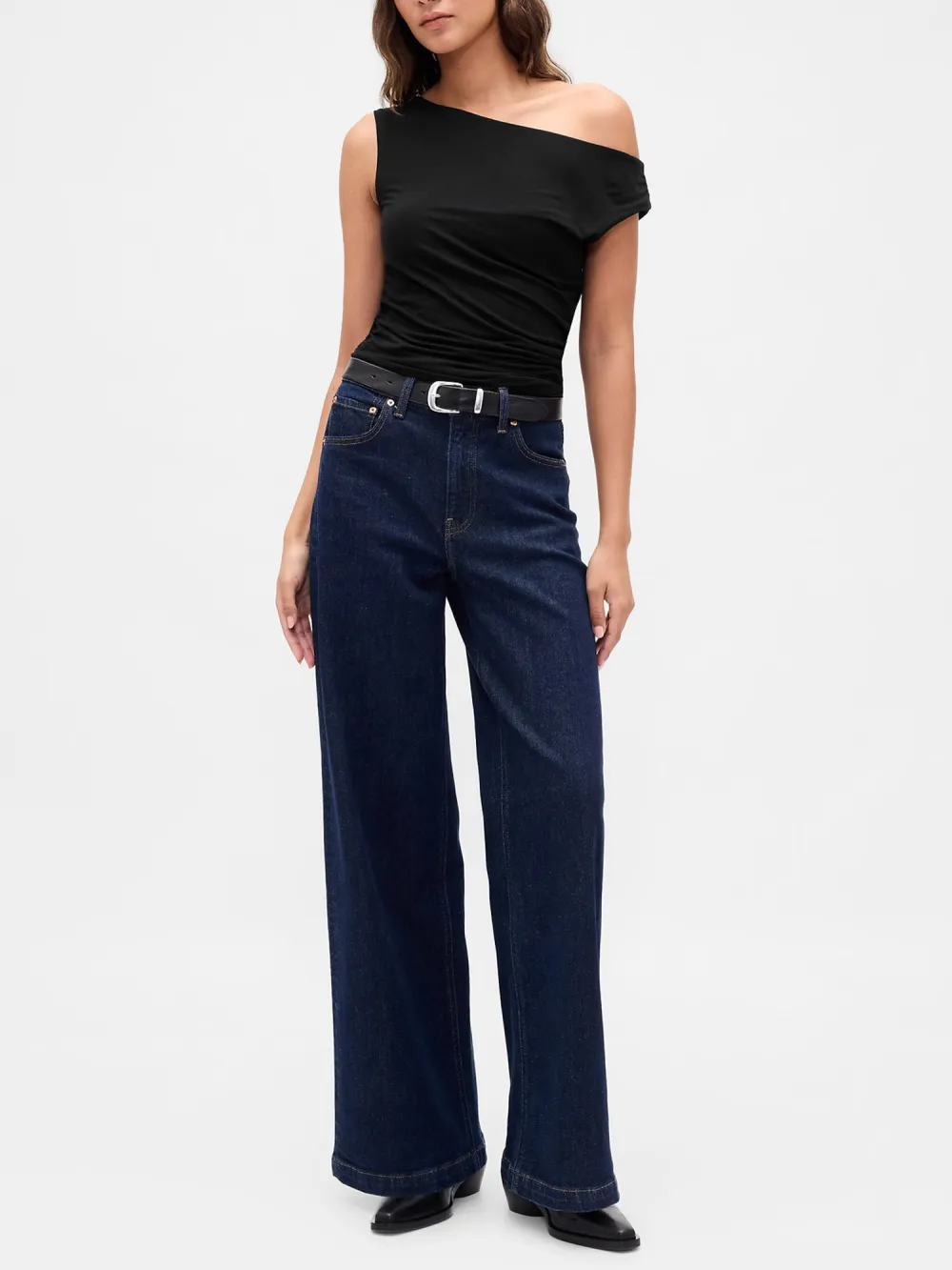 Shoulder Solid Color Short Sleeved Top