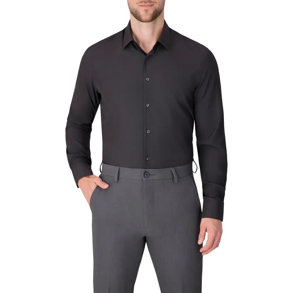 Herringbone Four-Way-Stretch Modern-Fit Men's Dress Shirt