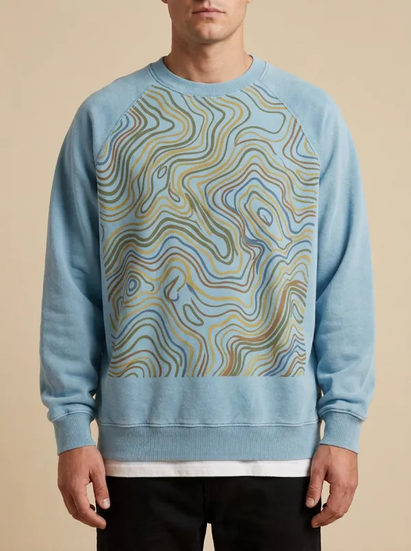 Men's Abstract Topographic Line Art Printed Sweatshirt