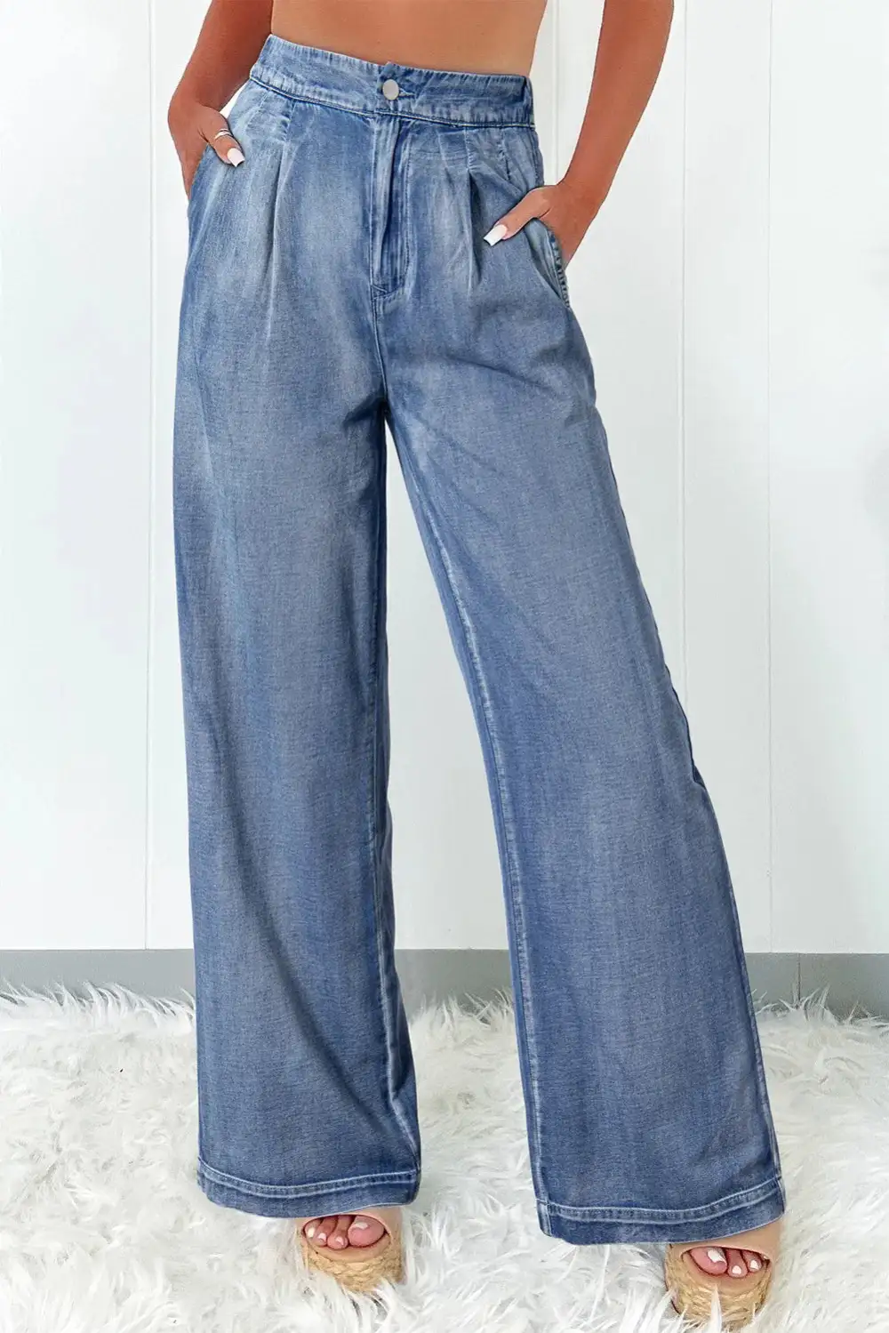 Ribbed Ruched Denim Jeans