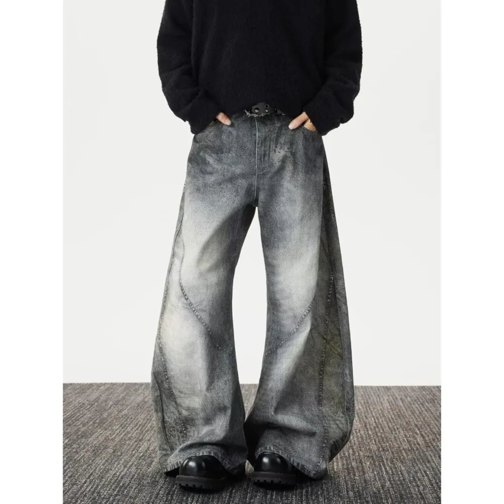 Niche Smoky Grey Slash Denim Jeans