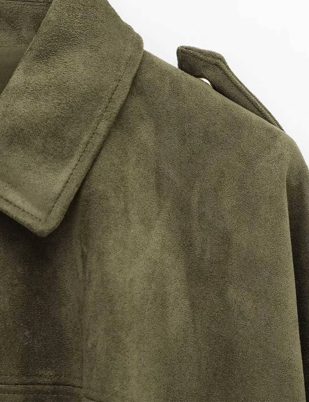 Faux Suede Zip-Up Bomber Jacket