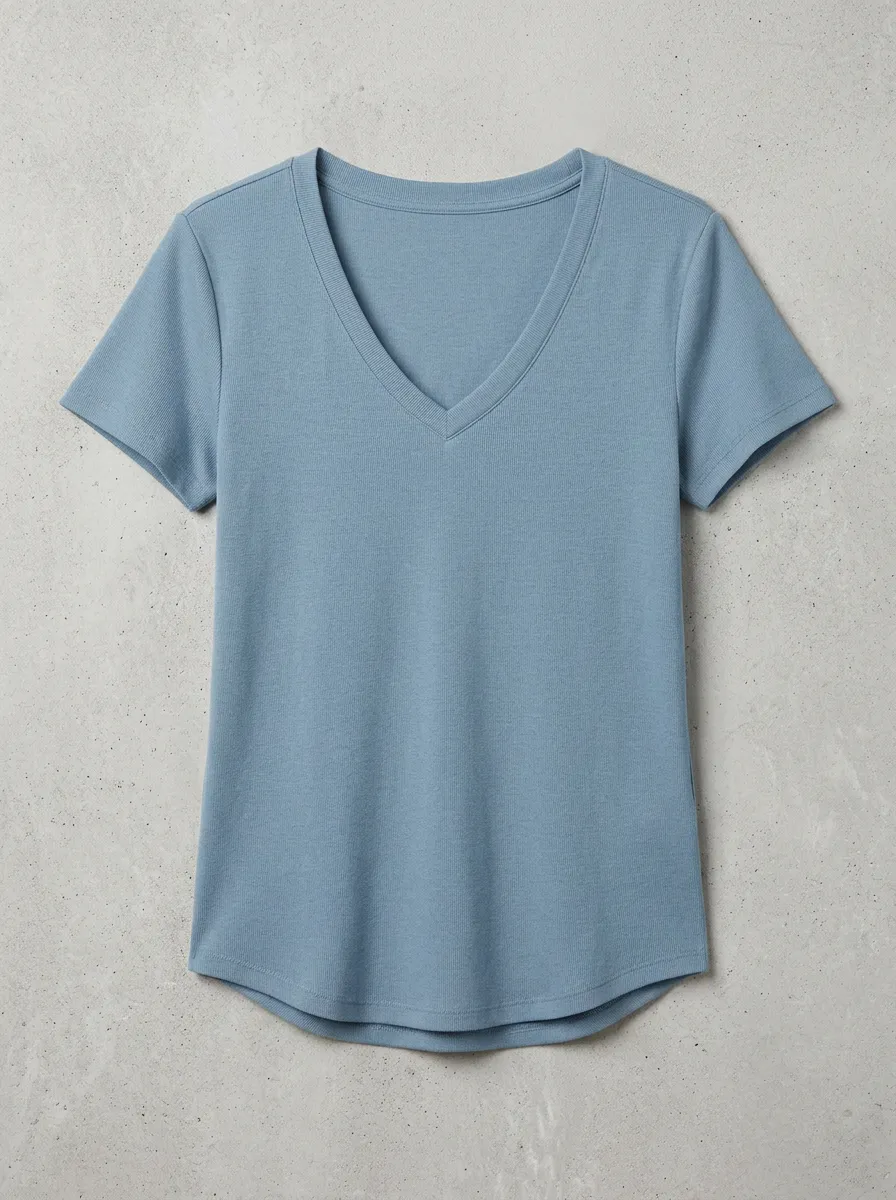 Women's Curved-Hem V-Neck T-Shirt