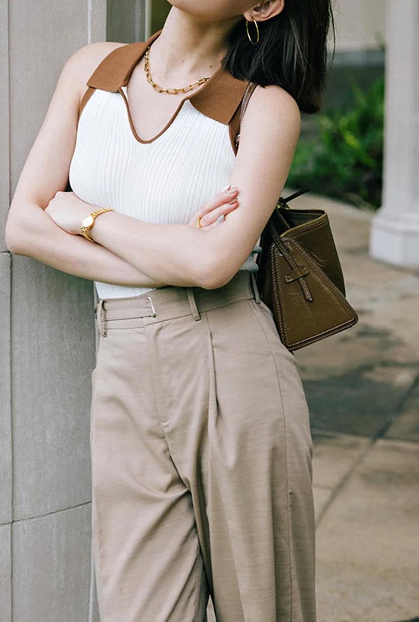 Knit Top - Ivory & Camel