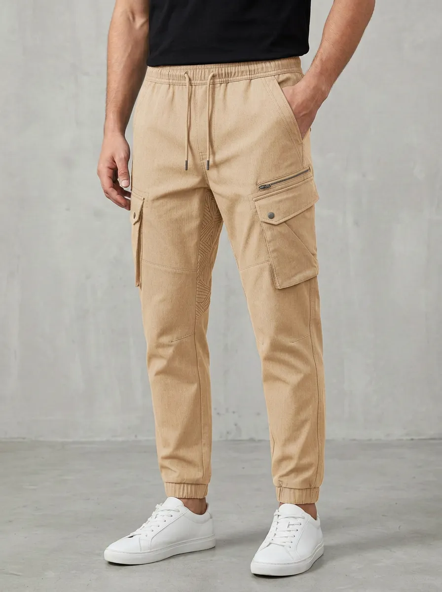 Contemporary Geometric Graphic Print Heritage Look Men's Cargo Jogger Pants