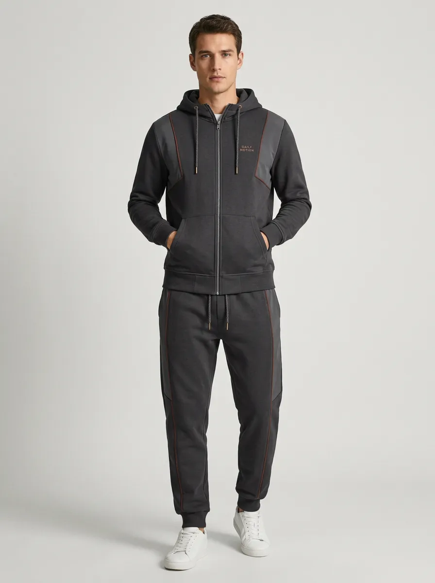 Men's Daily Contrast Panel Print Jogger Set