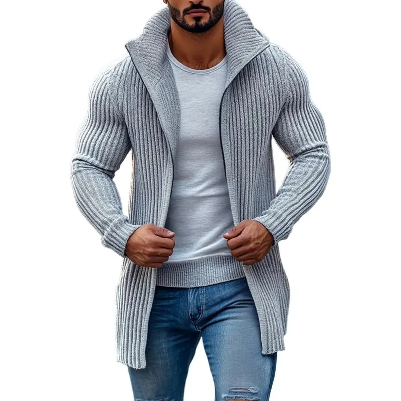 Ribbed Button Band Collar Cardigan