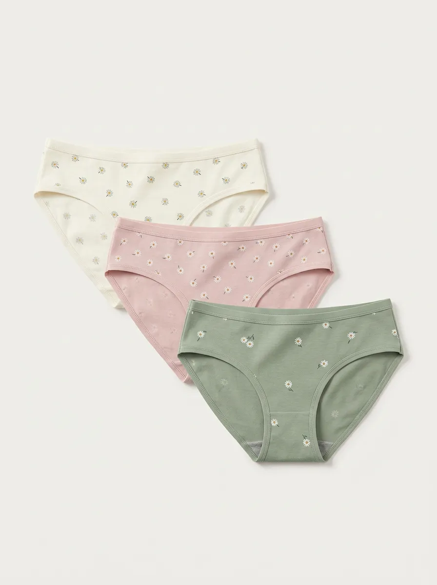 Women's Low-Rise Daisy Print Bikini Brief Set