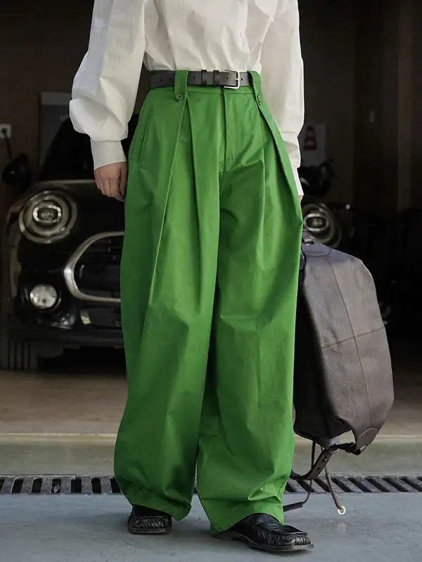 Women's High Waist Loose Fit Pleated Pants