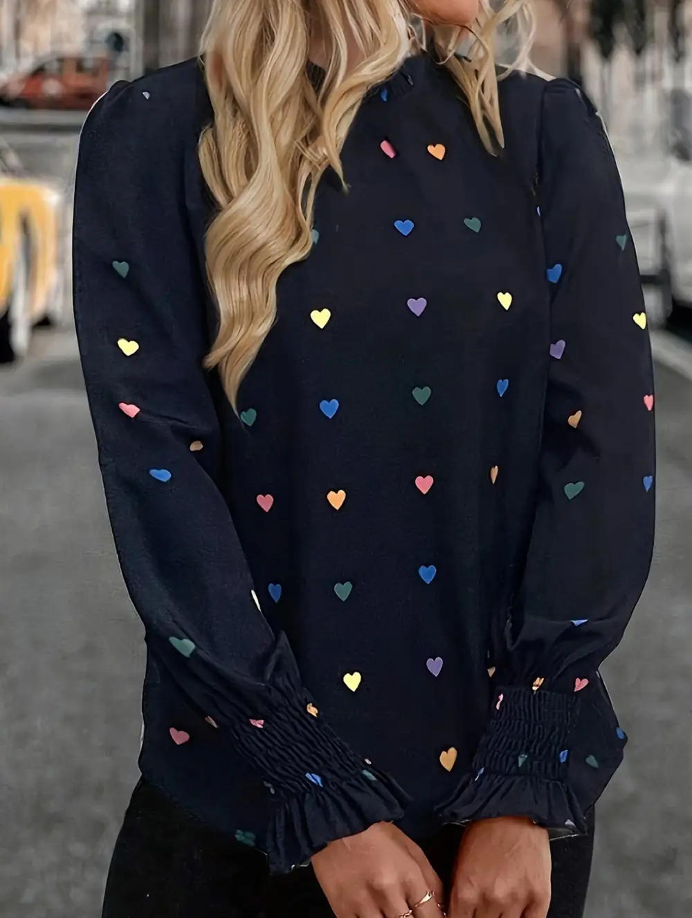 Heart Print Long Sleeve Shirt