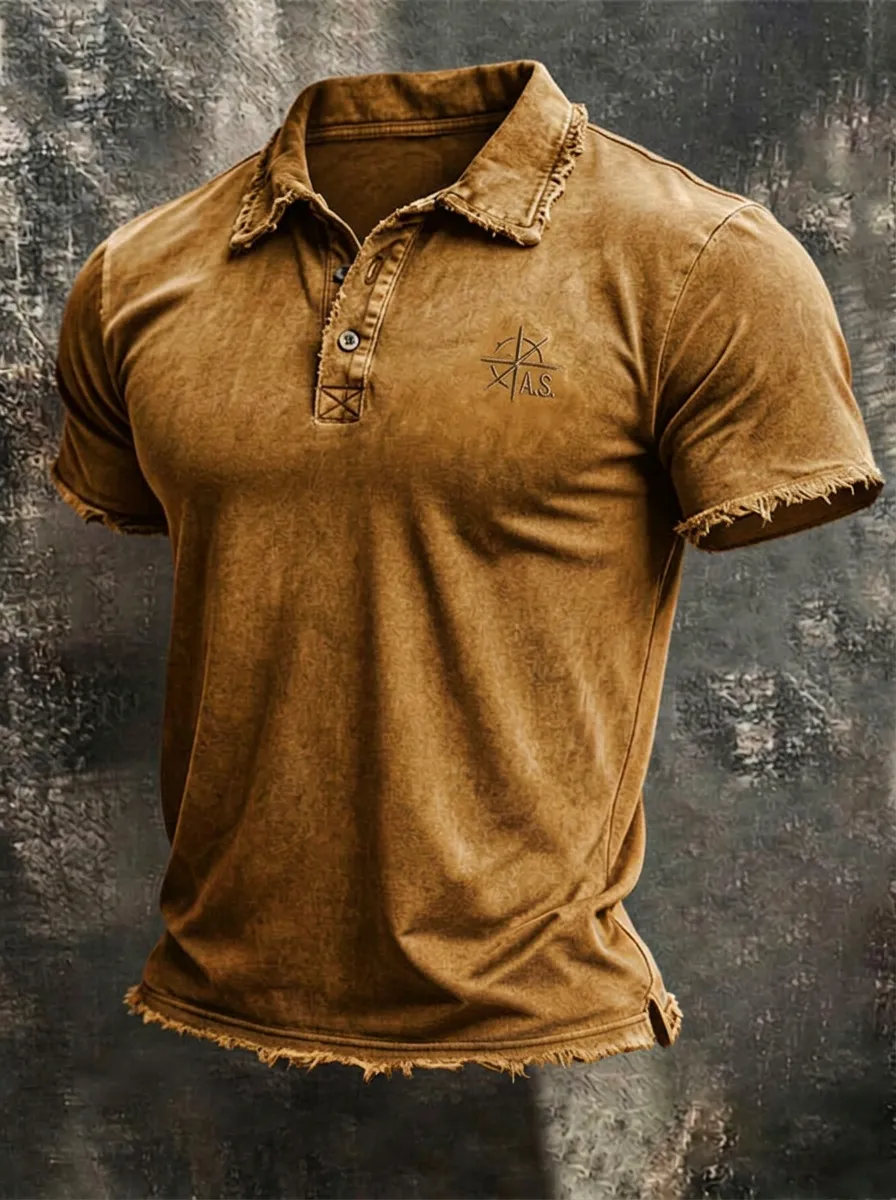 Compass-Detail -Detail Vintage-Inspired Men's Polo Shirt