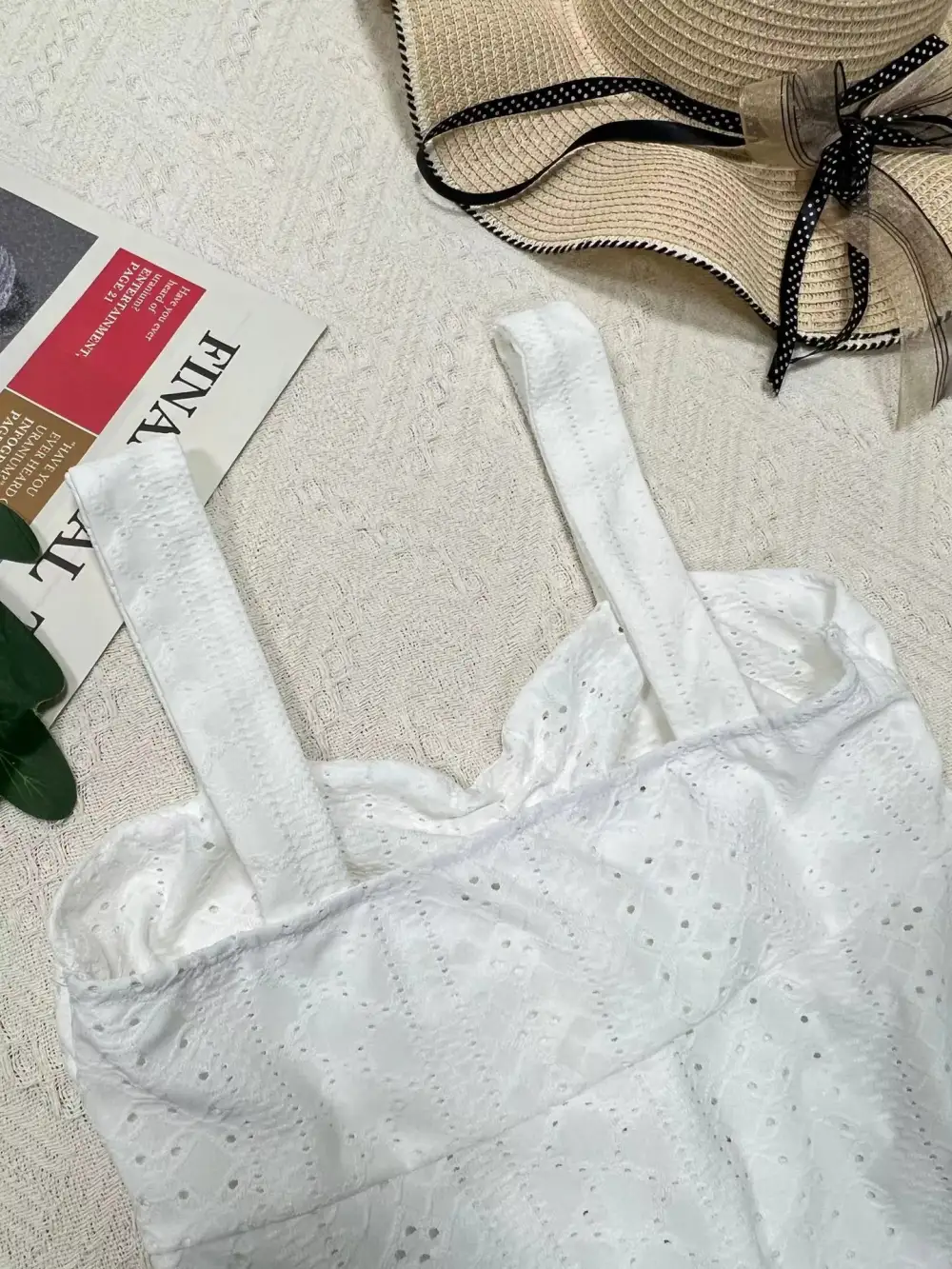 Eyelet Embroidered Drawstring Cami Top