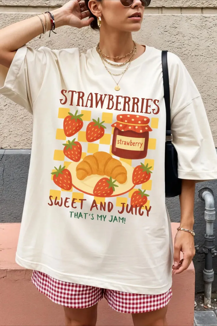 Strawberry Script Cotton Tee