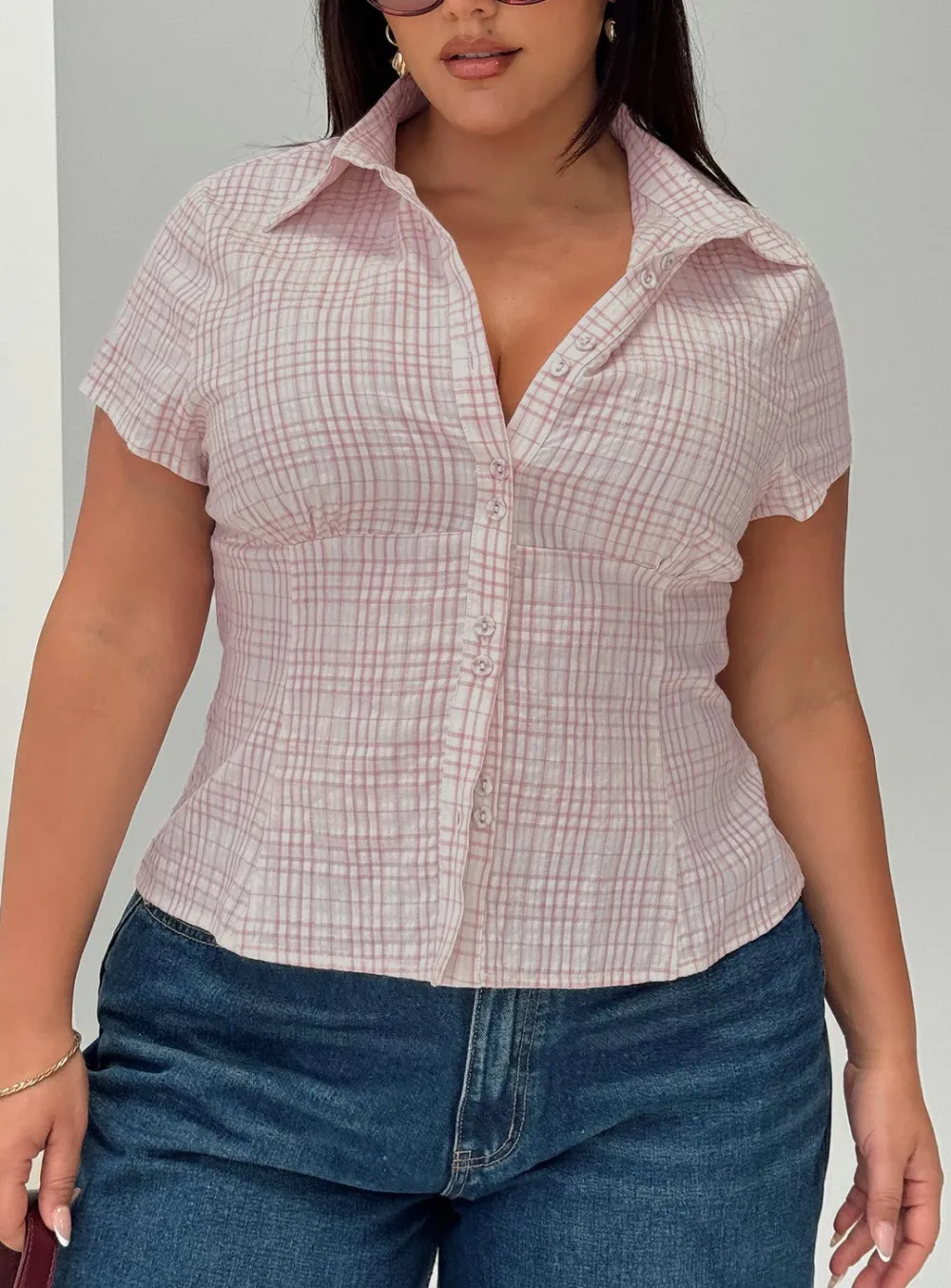 Softly Tailored Button Up Collared Blouse