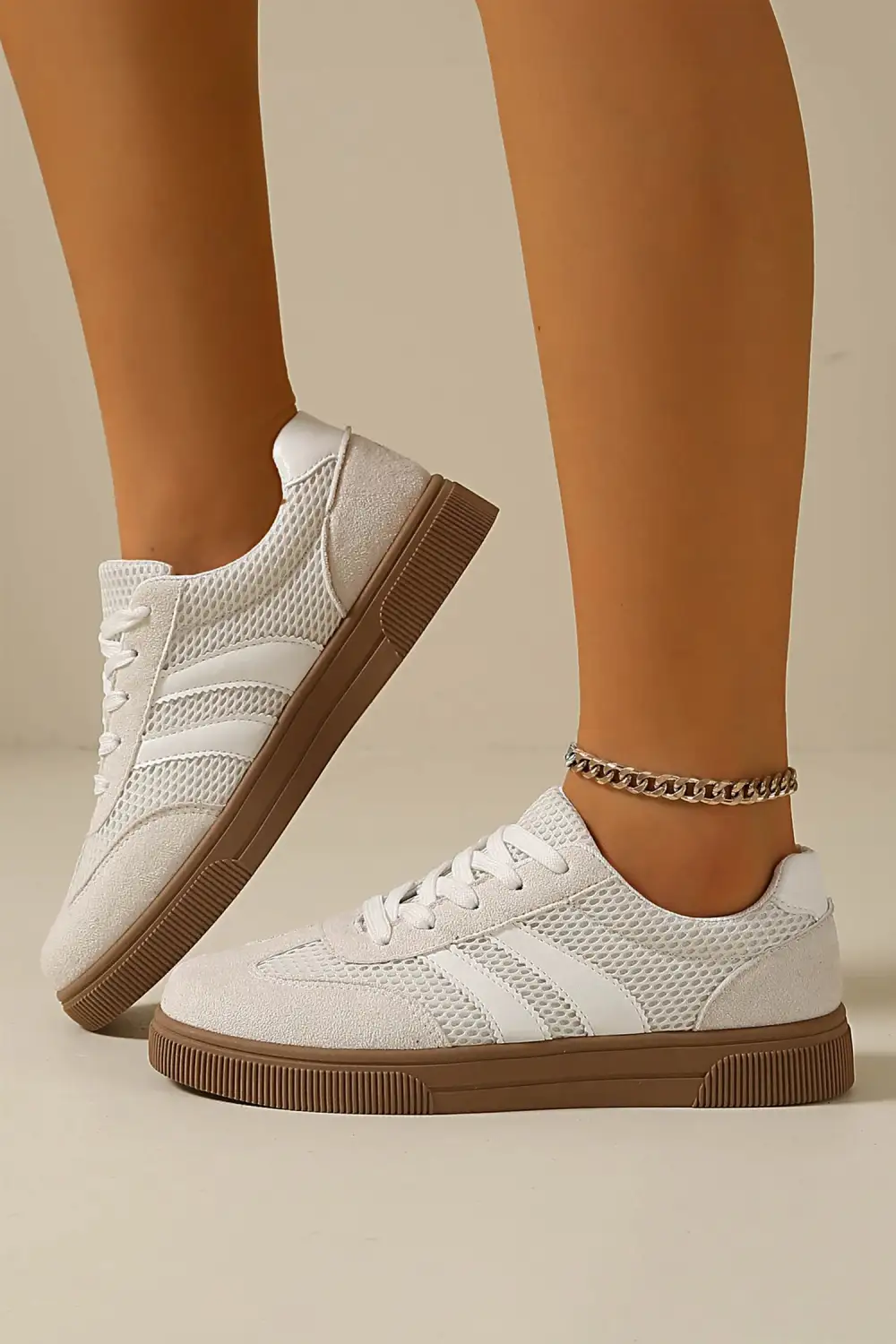 Mesh Patchwork Lace-Up Casual Sneakers