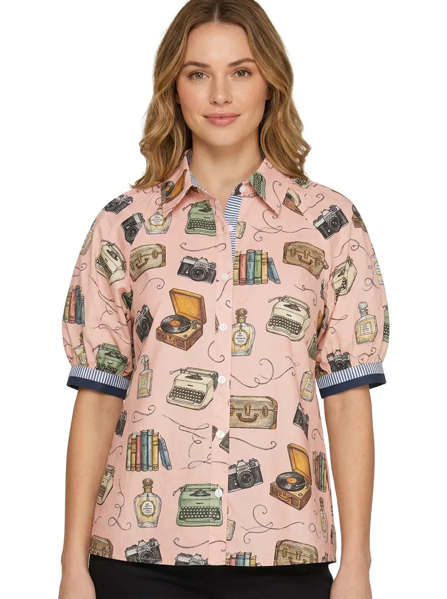 Women's Vintage Hobby Lover Retro Items Graphic Shirt