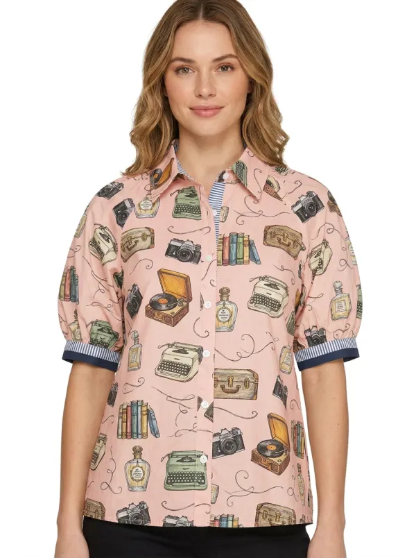 Women's Vintage Hobby Lover Retro Items Graphic Shirt
