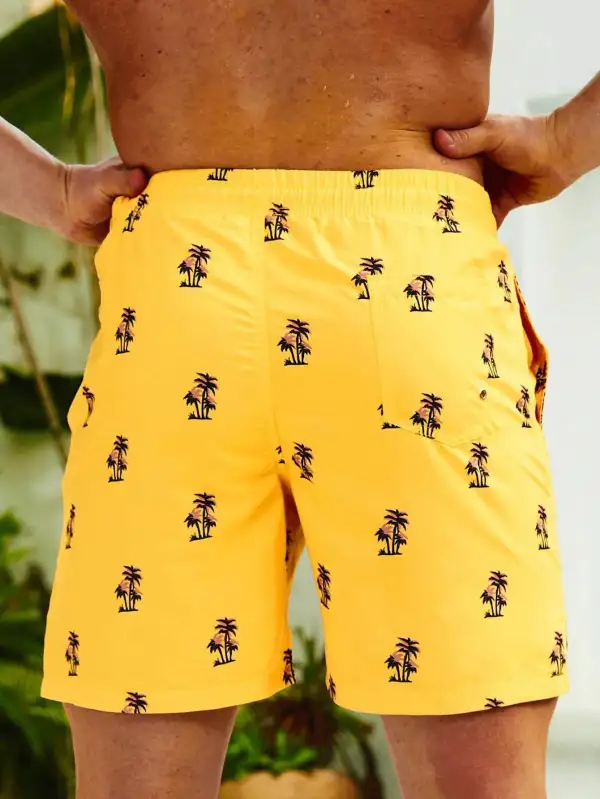 Men's Tropical Allover Print Swim Trunks