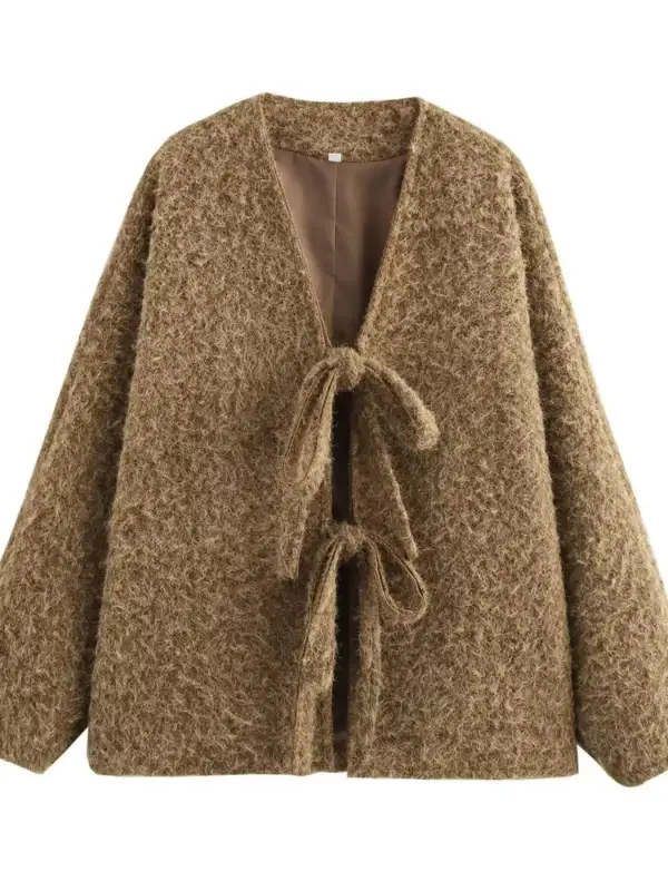 Textured Knit Tie-front Outerwear