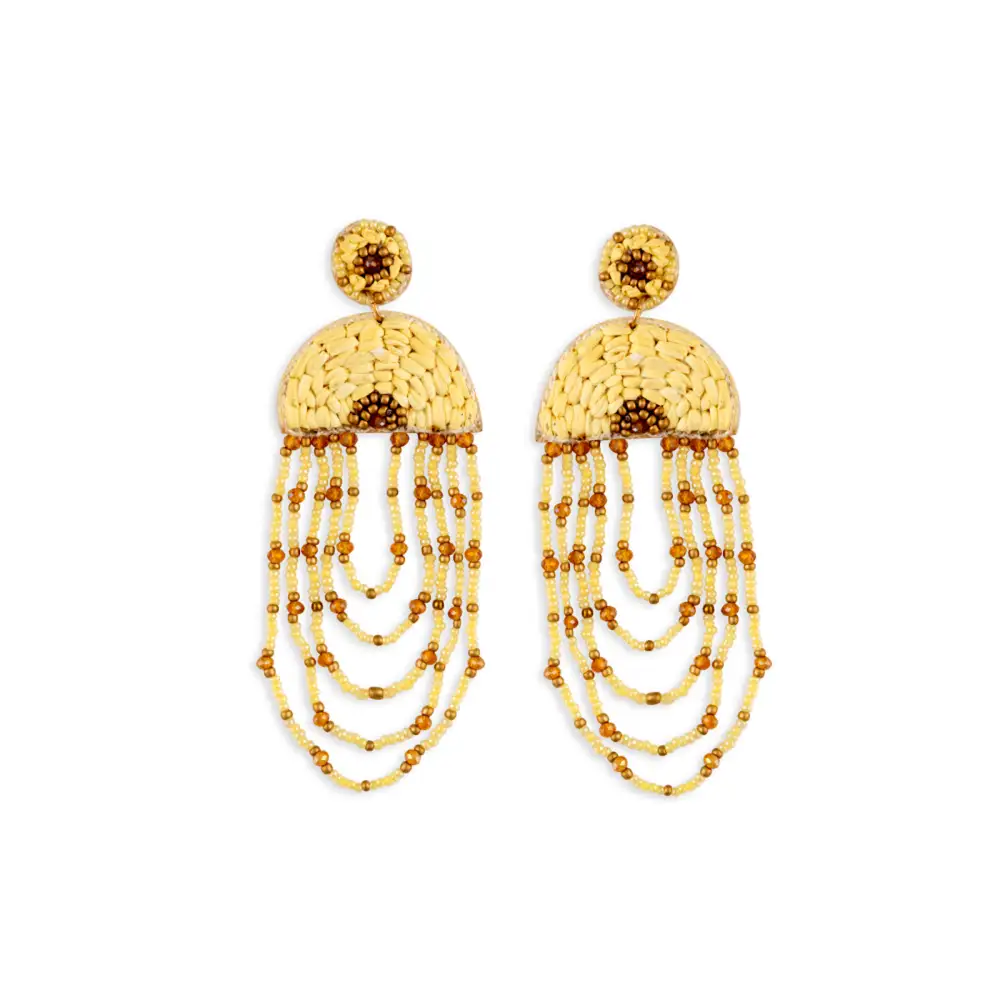 Graphic Ornate Artful Beaded Earrings