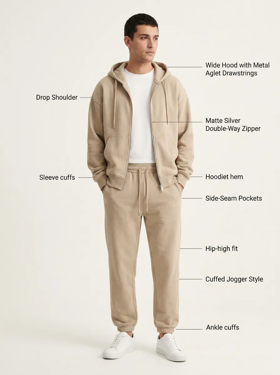 Unisex Zip-Up Hoodie Printed Flexible Sport Set