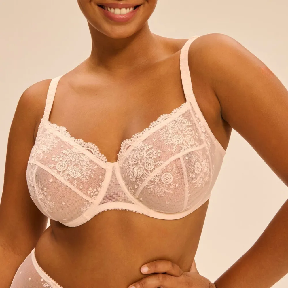 Women's Full Coverage Underwire Adjustable Straps Floral Lace Embroidery Floral Detail Bra