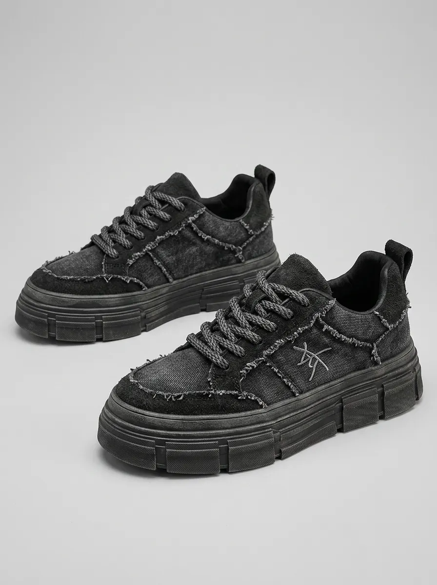 Men's Streetwear Distressed Frayed Skate Shoes