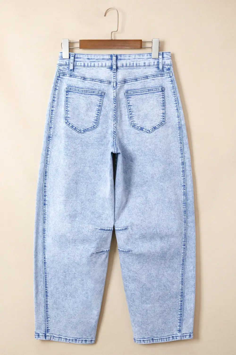 Women's Light Washed Pull On Barrel Jeans