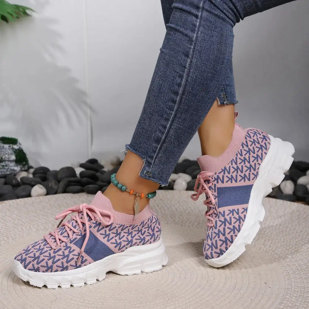 Round Toe Lace-Up Sneakers