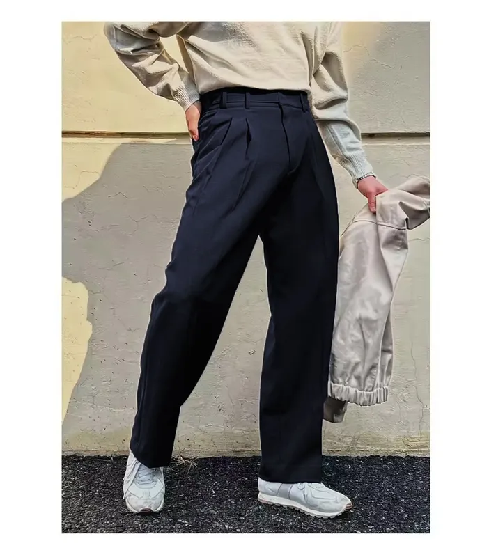 Vintage Linen High-Waist Straight Trousers