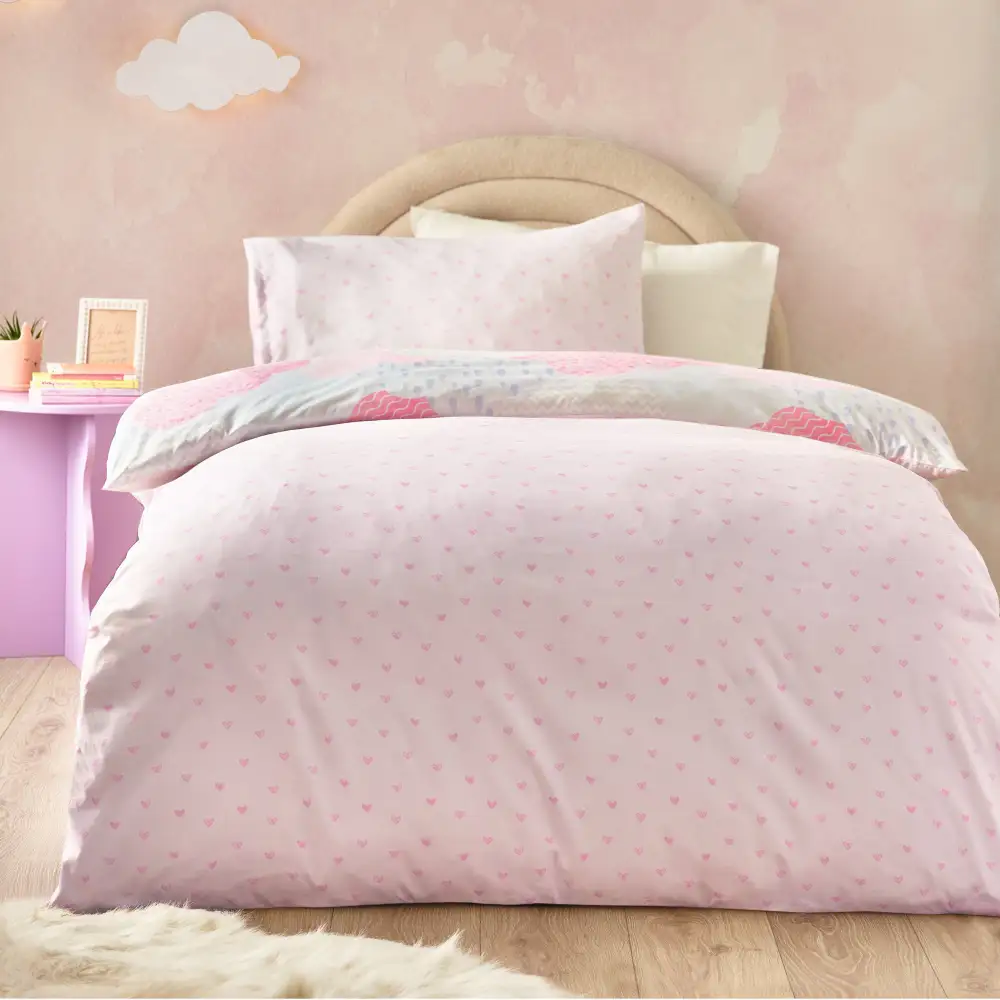 Reversible Heart Duvet Cover Set