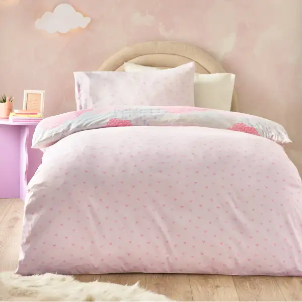 Reversible Heart Duvet Cover Set