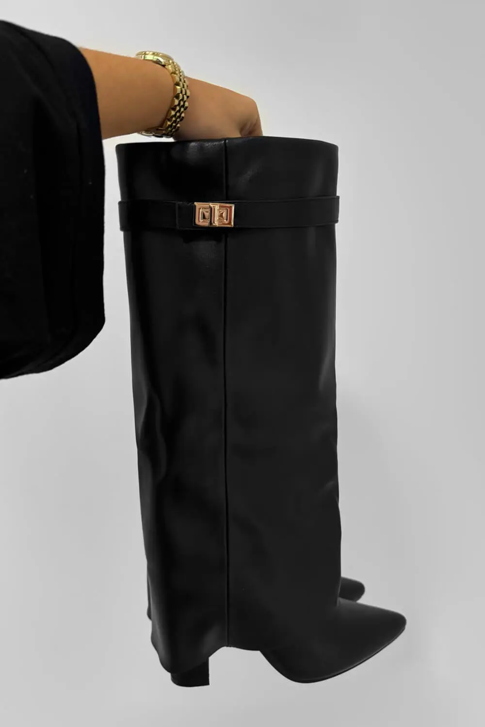 Faux Leather Fold Over Metal