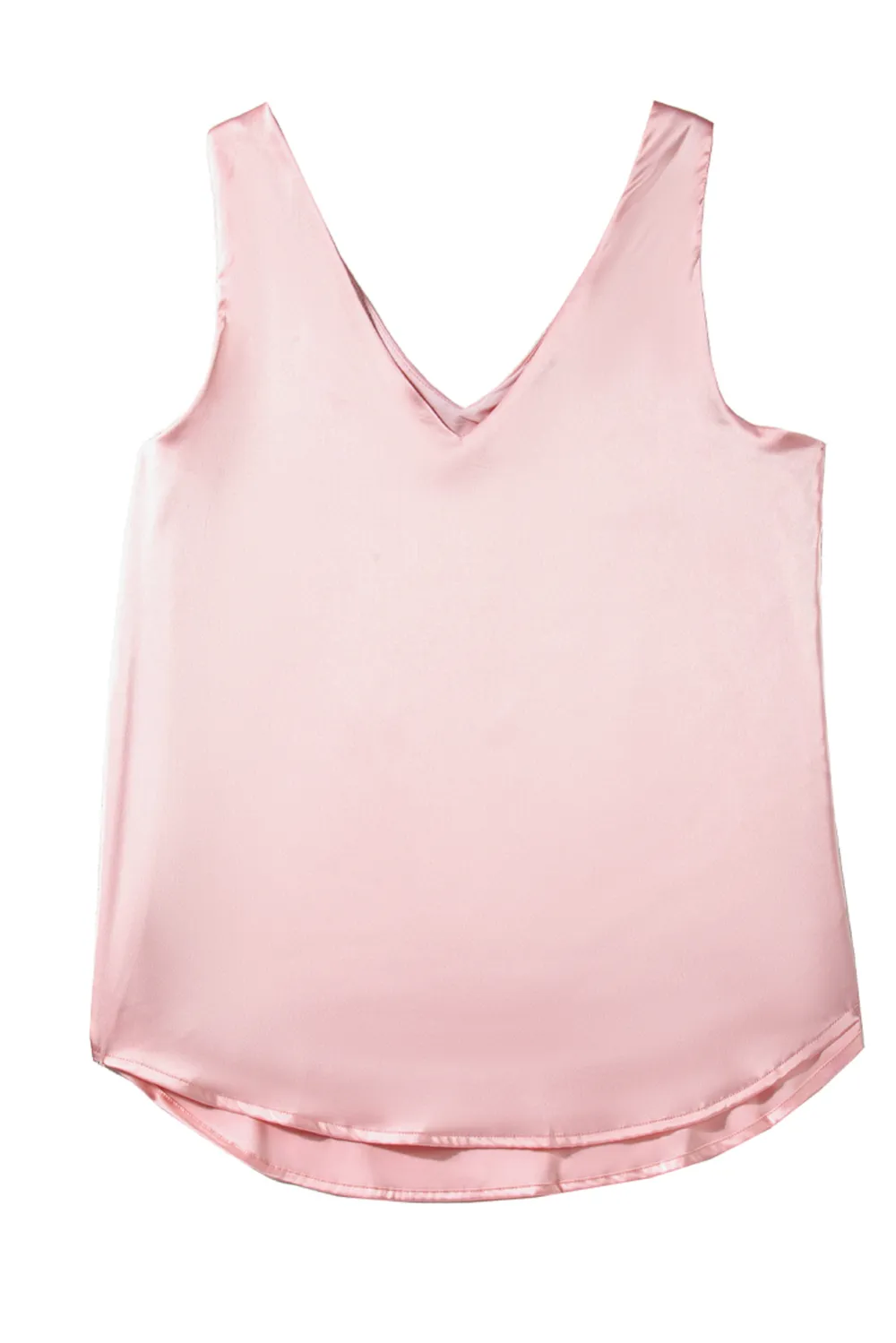 Pink Deep V Neck Loose Tank Top