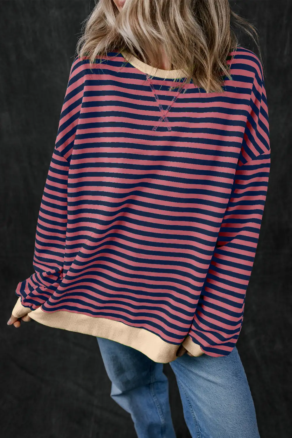 Casual Oversized Contrast Trim Sweatshirt