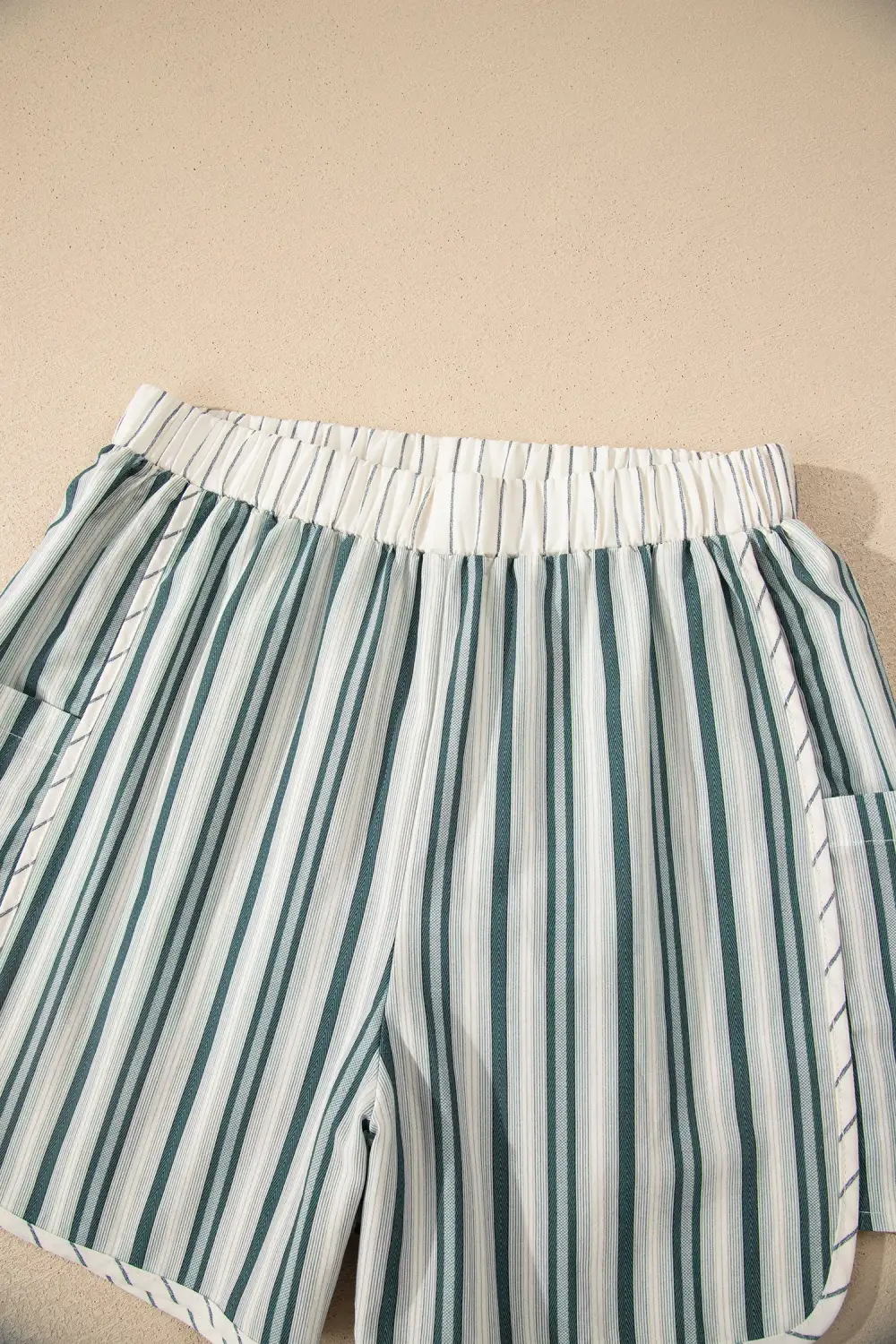 Gray Stripe Elastic Waist Cargo Pocket