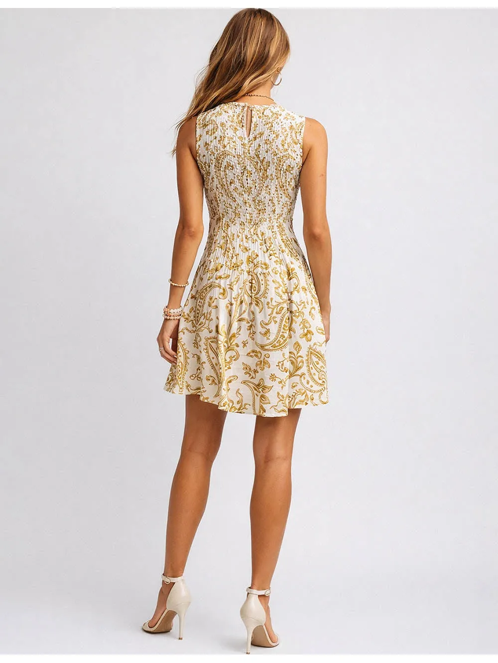 Boho Paisley Smocked Mini Dress