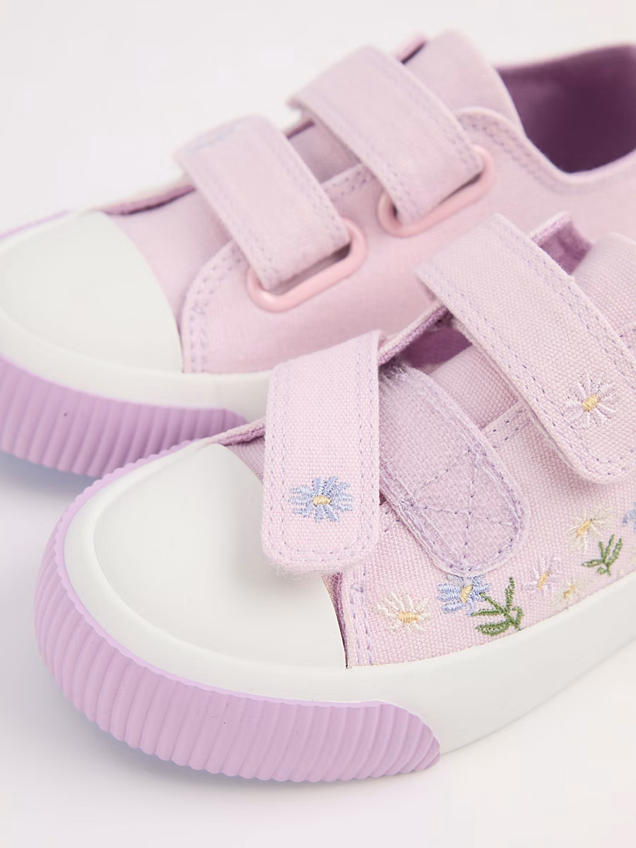 Purple Floral Embroidery Twin Strap Trainers detail 1