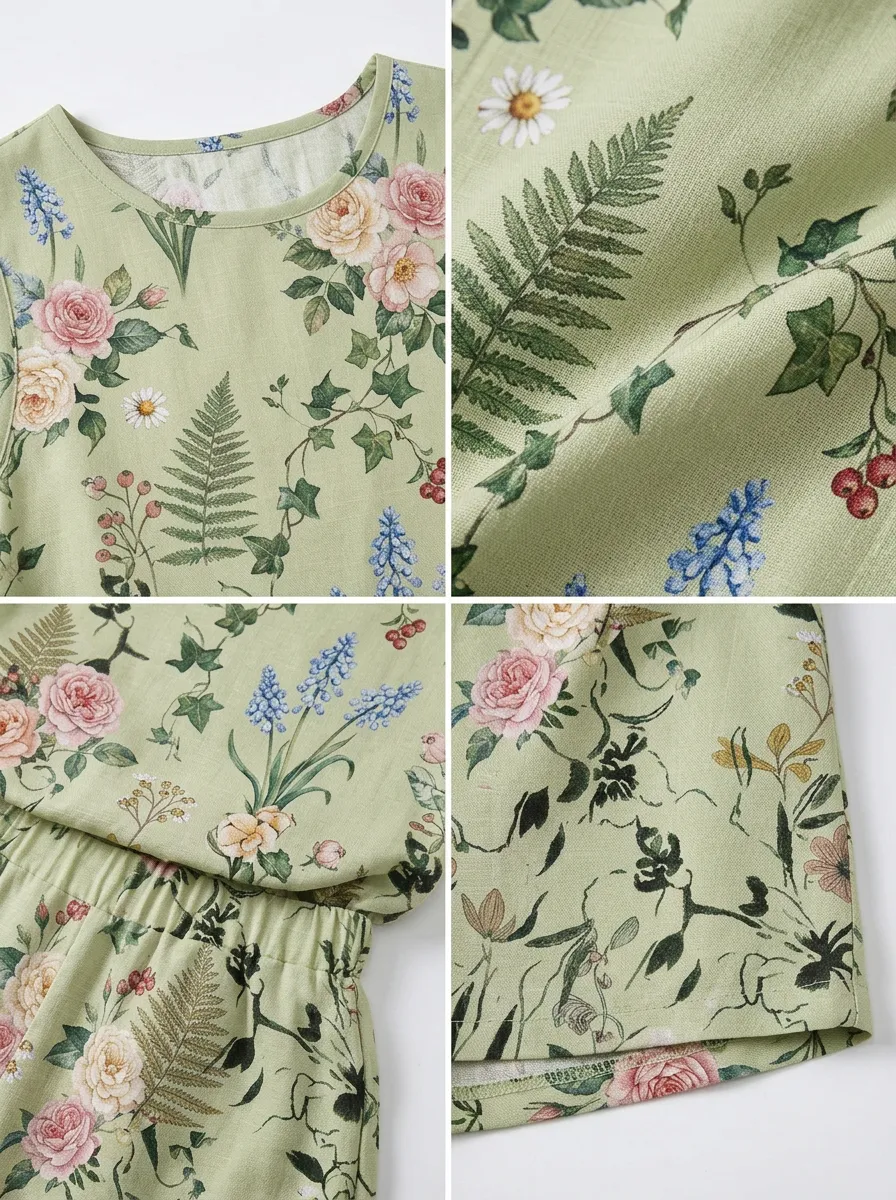 Women's Botanical Garden Floral Printed Sleeveless Set